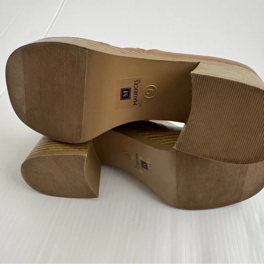 Vintage Maurices y2k Tan Block Heel platform faux leather size 9